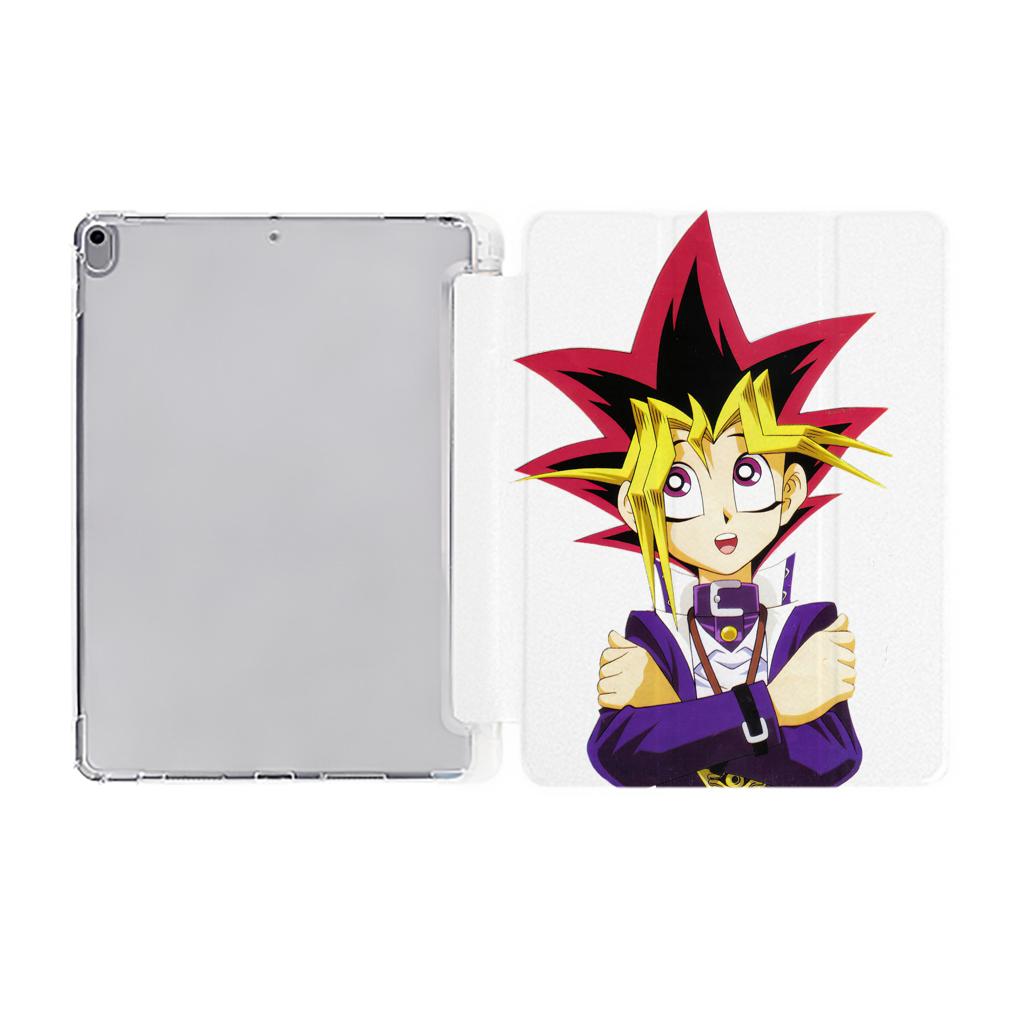 （画像用） 遊☆戯☆王 Yu-Gi-Oh! IPad ケース ペン収納付き 三つ折りスタンド PUレザー×シリコン 対応機種9.5/10.5/10.9インチ